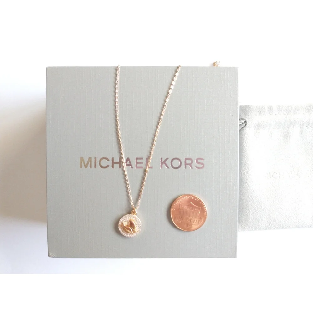 New! MICHAEL KORS Crystal Zodiac Pisces Gold-plated Sterling Silver Necklace NWB
